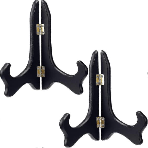 Svarta Displayställ 2-pack 20 cm Trä för Hantverksplattor [DB]