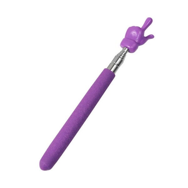 Infällbar Lärarpekare Färgad Halkfritt Handtag Fingerdesign Rostfritt Stål Teleskopisk Stång Guidad Multifunktionell Lång Undervisningspekare [DB] Purple