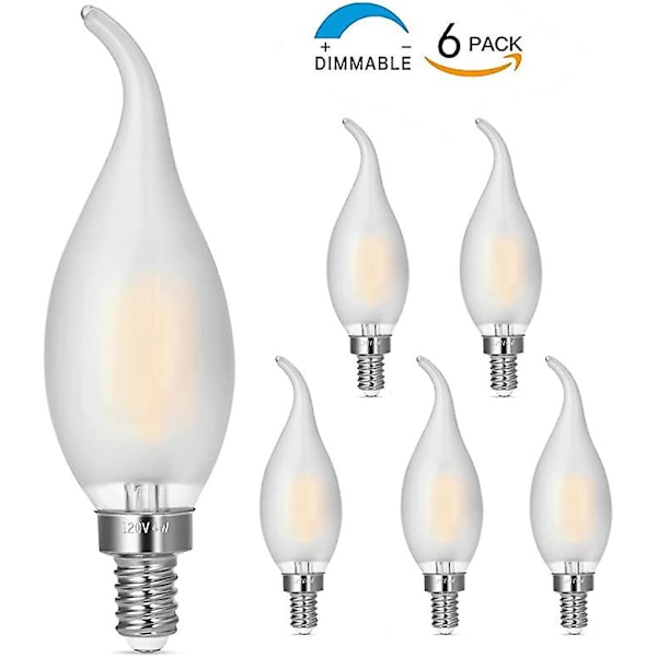 6 st E14 4W LED-glödlampa, flamformad lampa 4x4x13cm  [dB}