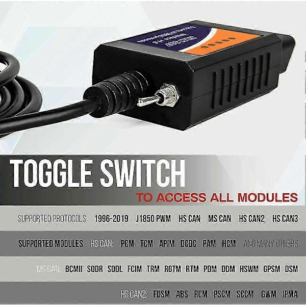 For Ford Forscan ELM327 USB Modificeret OBD2 Scanner V1.5 MS-CAN HS-CAN Kodelæser Scannerdb