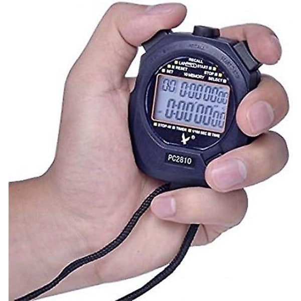 Digital Sportstoppur, 2 rader 10 minnen, nedräkning, alarm, batteri + sladd, Pc2810