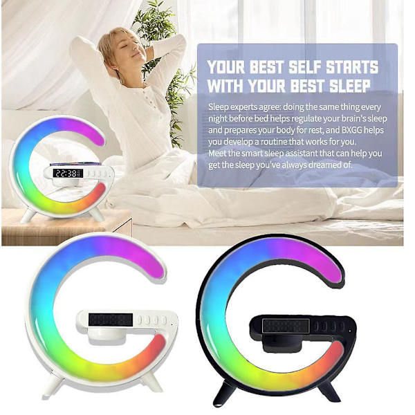 Smart Intelligent Led Lamp Bluetooth Högtalare Trådlös Laddare Atmosfär Lampor [DB] White