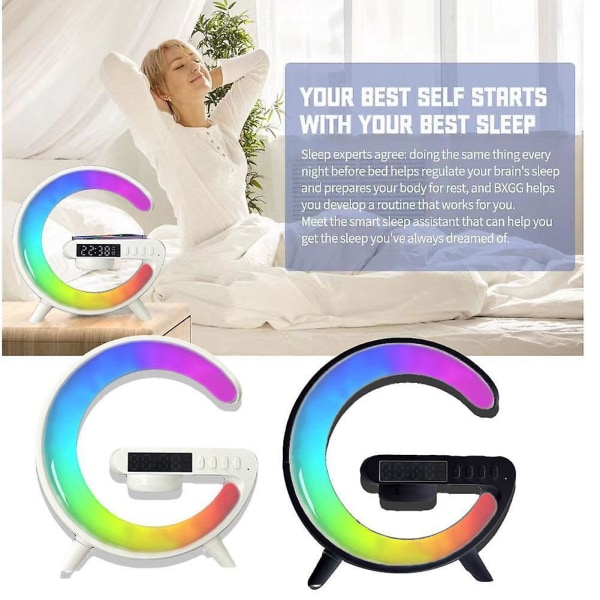 Smart Intelligent Led Lampe Bluetooth-høyttalere Trådløs Lader Atmosfærelamper [DB] White