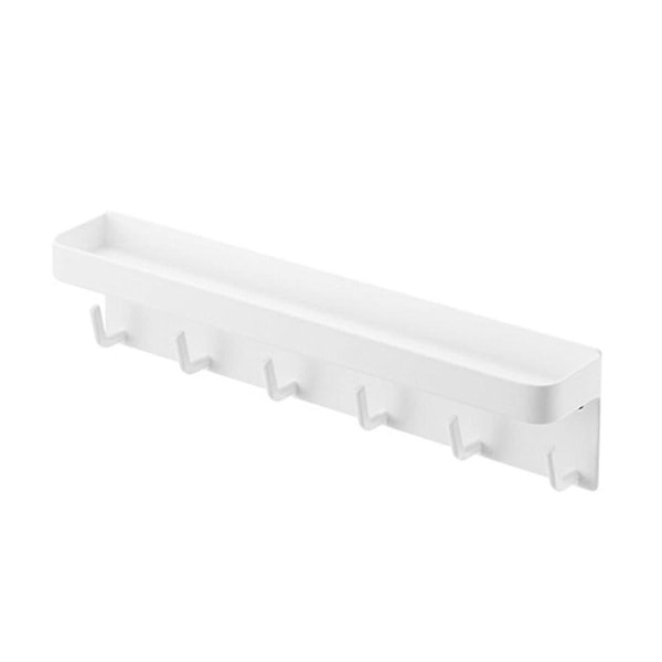 Nøkkelring, vegg nøkkelring, med hylle, nøkkelbrett med hylle og 6 selvklebende kroker, nøkkelstang for kontor Db White