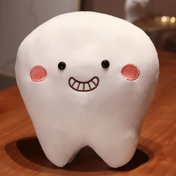 Luova hammasystävällinen muotoinen tyyny pehmolelu sarjakuva hammasnukke baby rakastava nukke ystävä lahja [DB] smirk 25cm