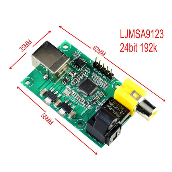 Nytt för Sa9123 USB till Spdif Optical I2s Output 24bit 192k avkodningskort Hifi Sa9123l Dac