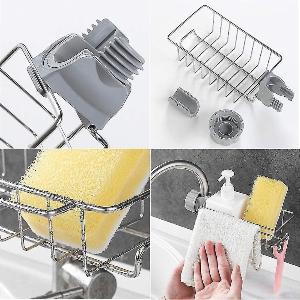 Vask Caddy Organizer, Vask Afløbsstativ, Rustfrit Stål Køkkenhane Skridsikker Opbevaring