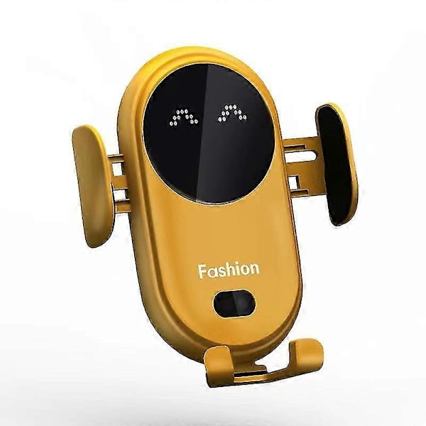 Smart Car Trådløs Oplader Mobiltelefonholder Automatisk Sensor Bilholder [DB] Yellow