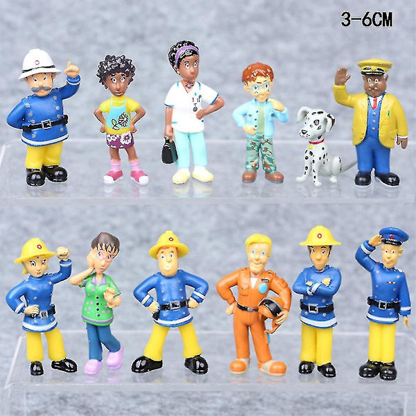 12 stk. sjove brandmand Sam actionfigurer legetøj mini figurer dukker dekorationer børn drenge gaver -q [DB]