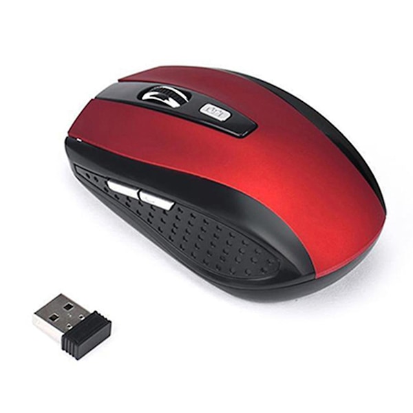 Trådløs Spillmus 1200dpi 2.4GHz Ergonomisk USB-mottaker Mus for PC Bærbar PC [DB] Red (7500)