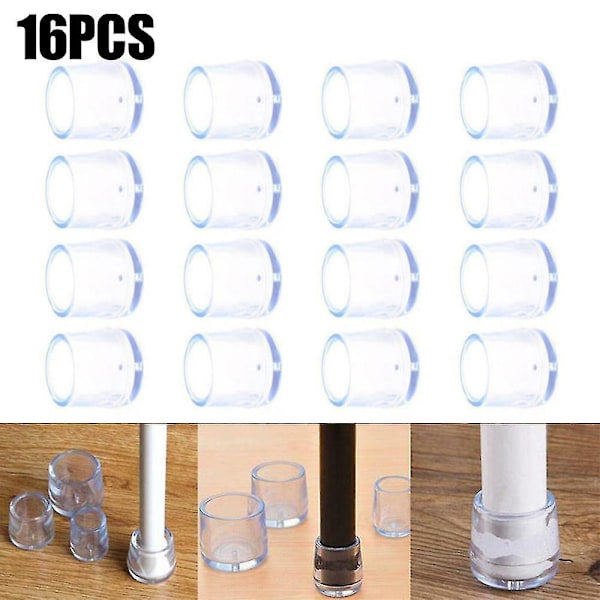 Selkeät pöytä- ja tuolinjalkojen suojakorkit silikonista, lattiaa suojaava setti {DB} 16mm 16pcs