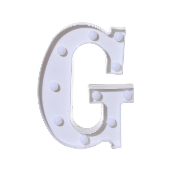 Alfabetets ledbokstavslampor lyser upp Vita plastbokstäver stående hängande A [DB] G