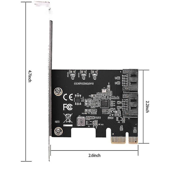 Pcie 2 porte 6g Sata Iii 3.1 controllerkort Non Raid Pcie 3.0 X1 udvidelseskort Jmb 582 chip