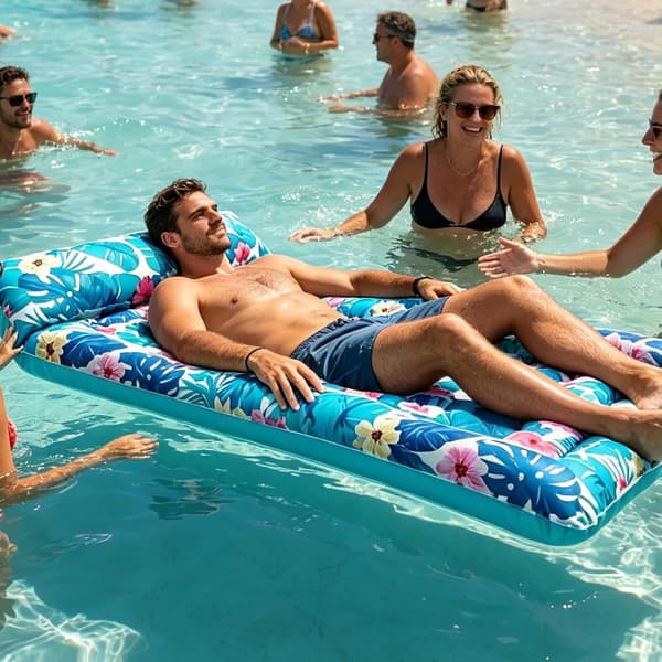 Pool liggestol til solbadning | Ergonomisk og bærbar oppustelig flydende solseng (DB)
