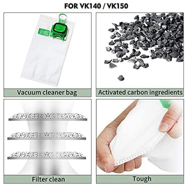 För Kobold Vacuum Bag Kit För Vorwerk Kobold Vk140 Vk150-b [DB] White