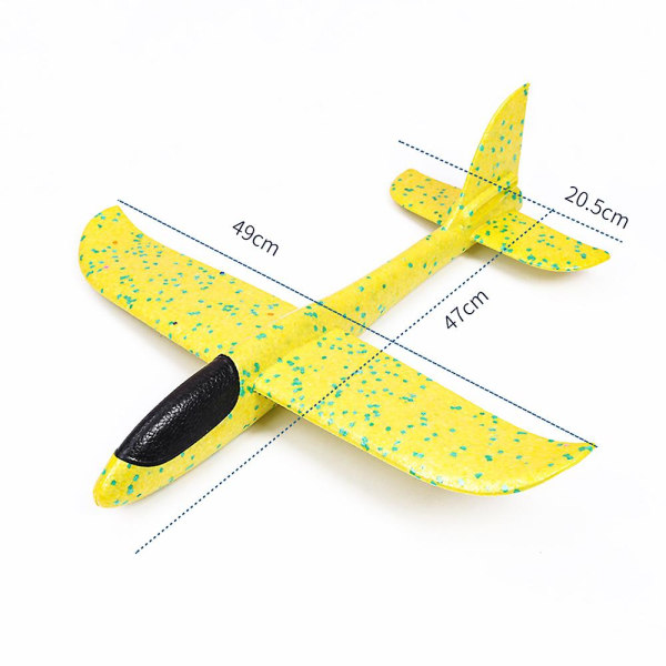 48 cm stort skumflygplan Glider Hand Throw Airplane Inertial Outdoor Launch Barnleksaker db Yellow Non-luminous