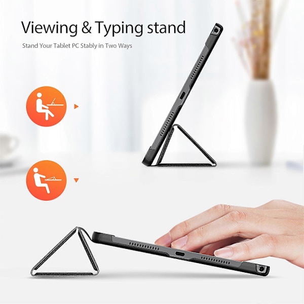 For Lenovo Tab K11 Plus Deksel Tri-Fold Stativ Lærdeksel Auto Våkne/Sovne [DB] Black
