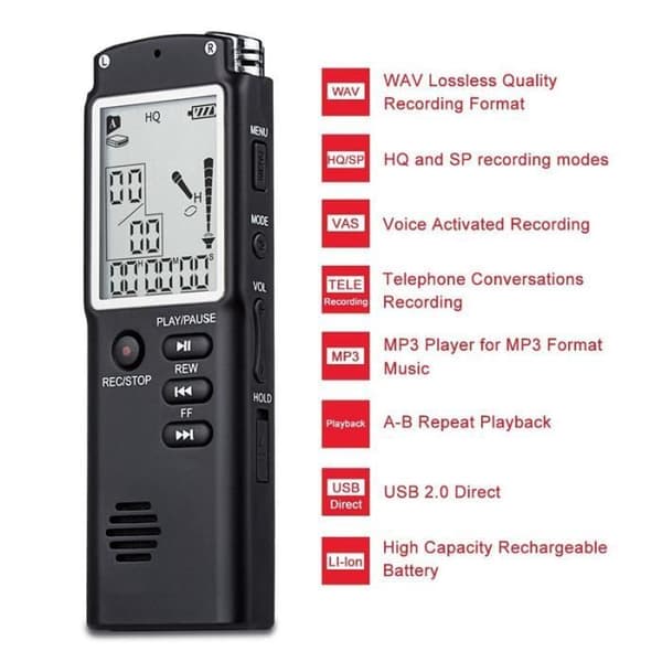 Digital stemmeopptaker - CODREAM - 16 GB - Høykvalitetsopptak - MP3-spiller - Svart[DB]