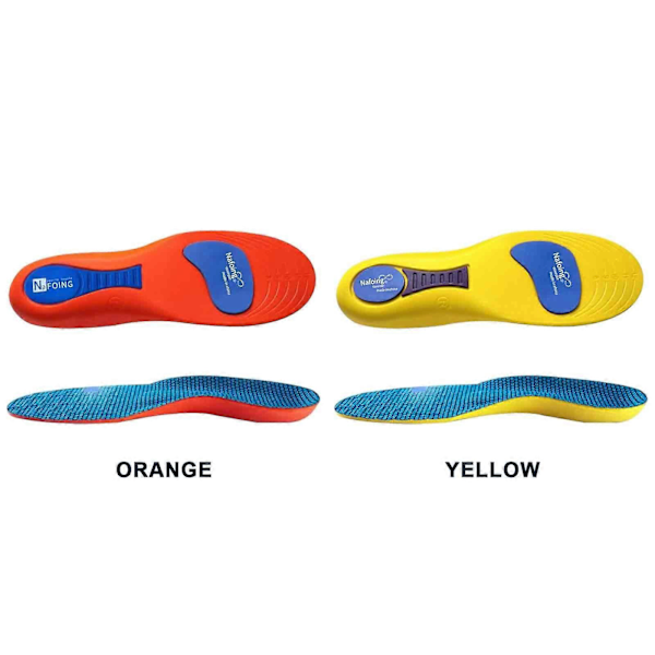 2x Ortopediska Inläggssulor för Stöd för Fotvalv Plantar Fasciit Plattfot Rygg- & Hälsmärta [db] Orange 43-44