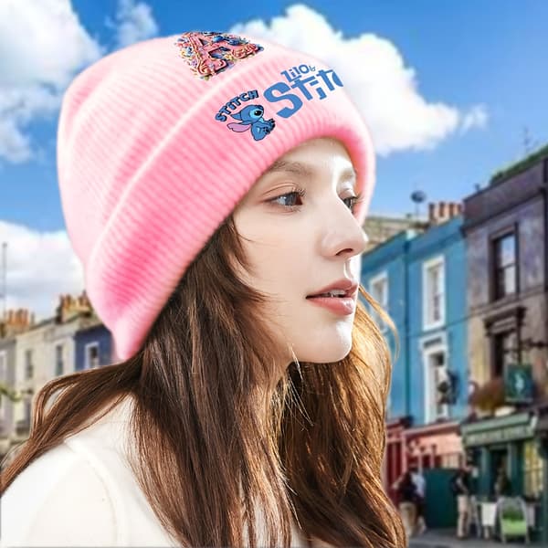 Disney Stitch Bokstav A-Z Tryckdesign Dam Mössa, Elastisk Lös Passform, Höst/Vinter Varm Unisex Hatt, Lättviktig och [DB] B