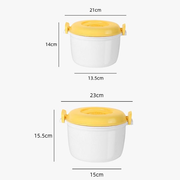 Bærbar Mikrobølgeovn Riskogegryde Multifunktionel Damper 2800ml Isolering Frokostboks Dampning Ut  [dB} WhiteYellow