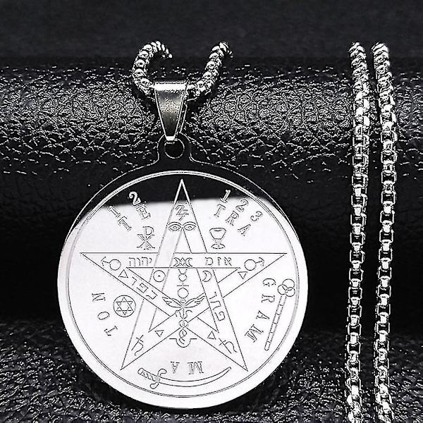 Syv Ærkeengle Amulet Rustfrit Stål Halskæder Mænd Segl af Salomon Talisman Halskæde Beskyttelse Smykker Krave Hombre_lldxm Db E 50cm BOX SR