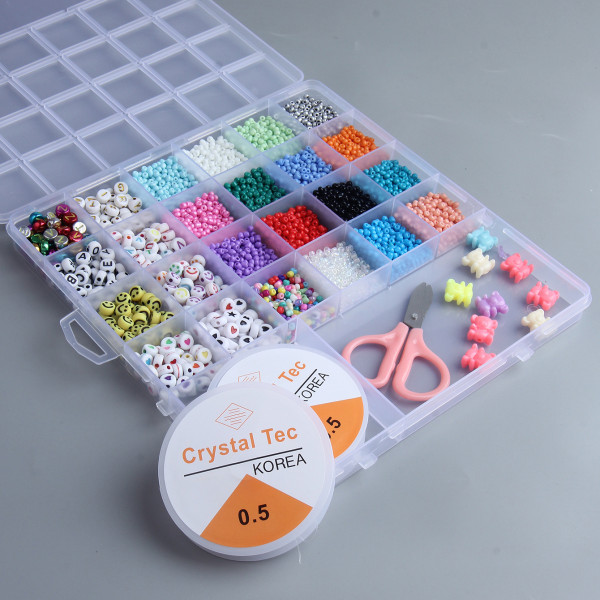 gjør-det-selv-smykker 26 rutenettboks 16 farger risperler bokstavperler tilbehør sett [DB] SD34