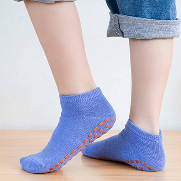 Yogas strumpor för vuxna med halkfritt silikonbotten - Stabila strumpor för damer & herrar för barfota träning [DB] Blue