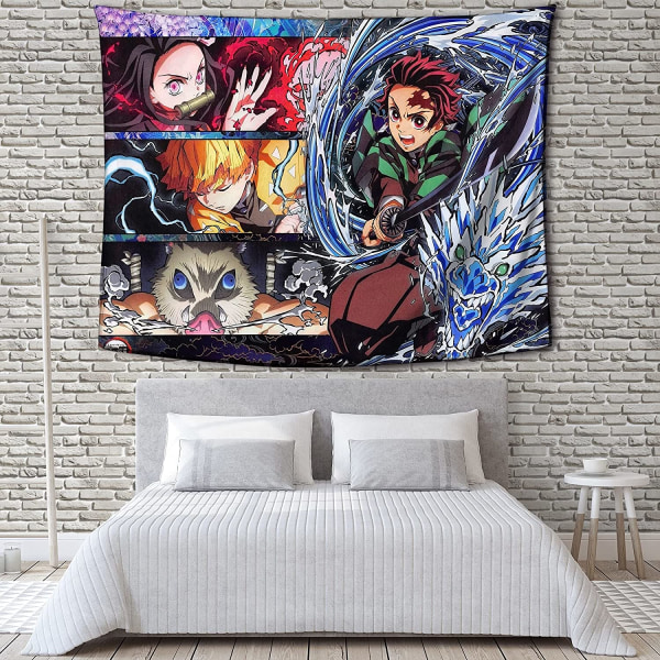 Dæmon Slayer Tapestry Vægophæng Hjemmeindretning Kunst til soveværelse Stue 59x51 tommer