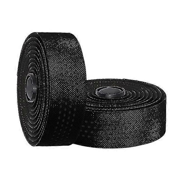 Styretape Sykkel Landeveissykkel Tofarget Styretaper 2 Ruller PU Lær Overflate Eva Skum Sykkelstyreinnpakning Med Endestykker [db] B-Full black