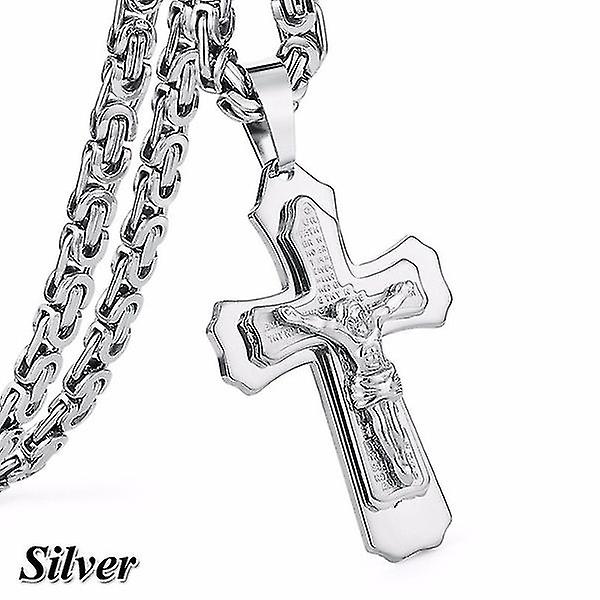 Påskekors sølv anheng titan stål halskjede Jesus kors anheng halskjede