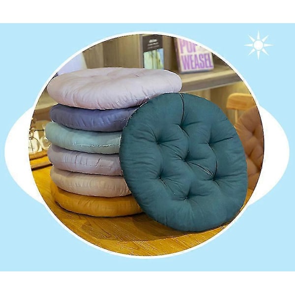 2 st Runda Utomhuskuddar, Utomhusstolsdynor Runda Sittdynor Stolsdynor Golvkudde, 40*40cm, gurkmeja [DB] Peacock blue