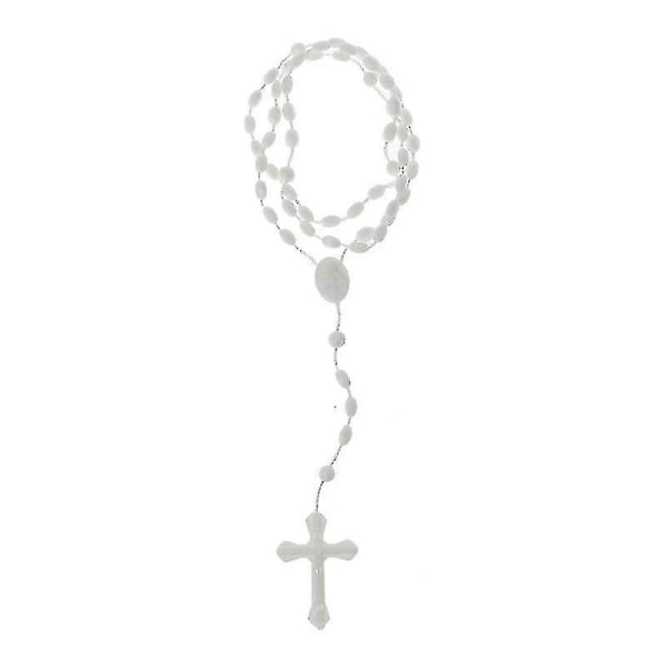 Plastik Rosenkrans Perler Lysende Halskæde Katolicisme Bøn Religiøse Smykker---Model kode21361-XG3132 [DB]