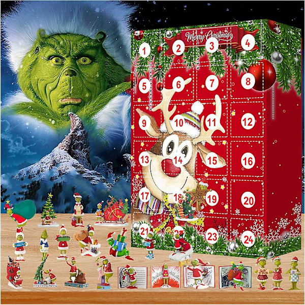 Julkalender med 24 Dagar Nedräkning Tomtekalender Grinchkalender Leksak Barnpresenter DB Style A