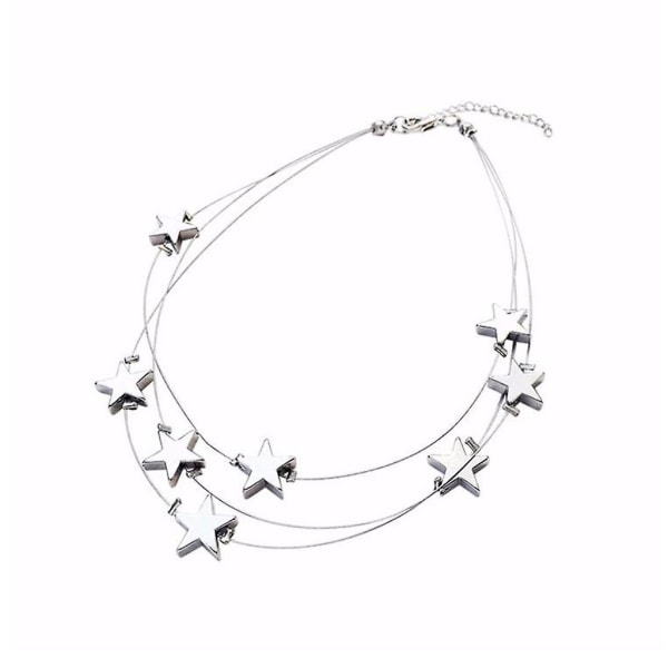 Sød cool halskæde Flerlags Star Charm Choker halskæde Modesmykker Elegant kravebenskæde halskæde