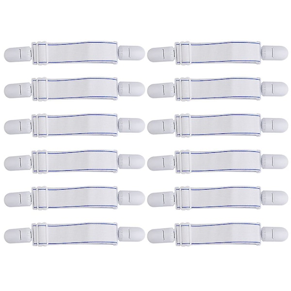 12 stk Senglakenstropper Justert Senglaken Klips Stropper Senglaken Festemidler Klips {DB} 15x2.5CM White