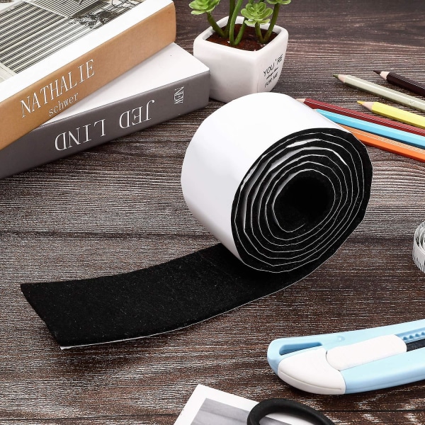 2-pack kraftiga filtremsor - självhäftande filtband för möbelskydd (svart)