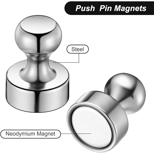 20 kpl hopeanvärisiä magneettisia painonappeja, jääkaappimagneetteja, harjattua nikkeliä olevia painonappimagneetteja