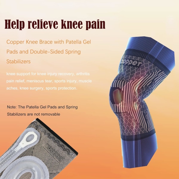 Brass Knee Brace Compression Knee Brace with Patella Gel Pad and Lateral Stabilizer Injury Recovery [Single]