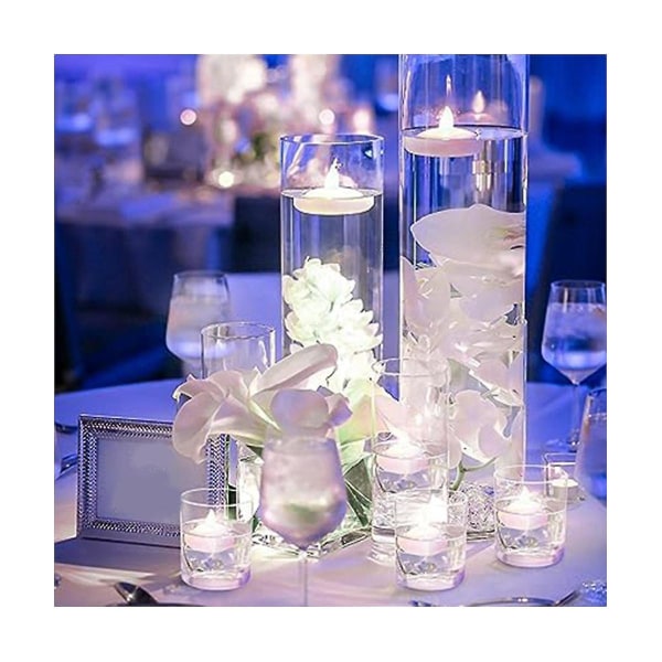 48 flammeløse vannlys, elektroniske stearinlys med flytende vann, middagslys for bryllupsfest (w