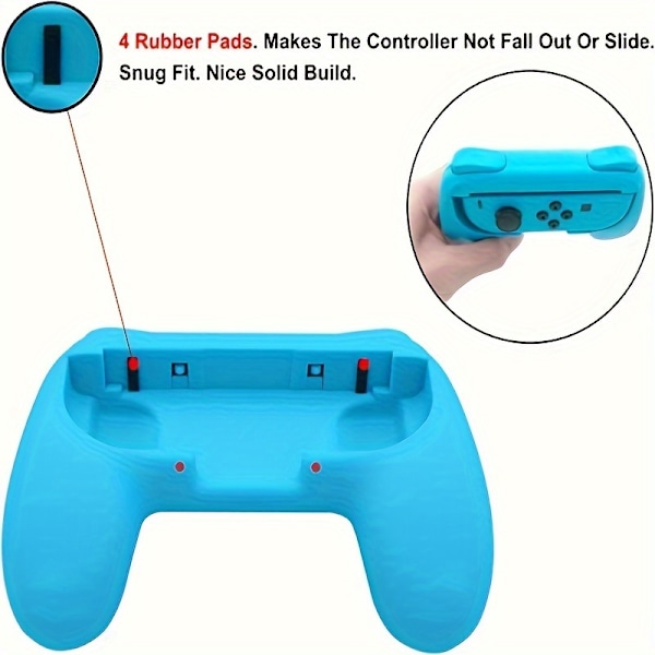 OUBANG 2 kpl kahvat yhteensopivat N-Switch Joypadin kanssa, kulutuskestävä kahvapaketti yhteensopiva Switch Joypad -ohjainten kanssa{db} [Bule + Red]*2+[Black + Black]*2