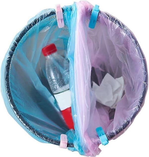 Sett med 6 søppelposeklemmer, plast, søppelposeholder, søppelposeklype, søppelposeklemmer [DB]