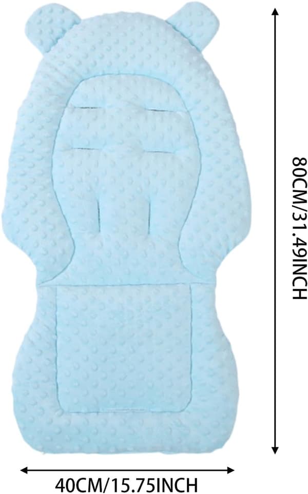 Barnvagnsdyna, Babysitsdyna, Vändbart Bomullsfoder, Huvud- och Höftstöd, Robusta Material, Användning i Barnvagn eller Bilbarnstol, 15.75x31.5[DB] Blue