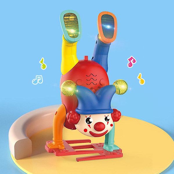 Omvänd galen cirkus rolig clown elektrisk docka handstående ljud ljus plast pedagogiska leksaker för barn barns presenter Db Green 13cm