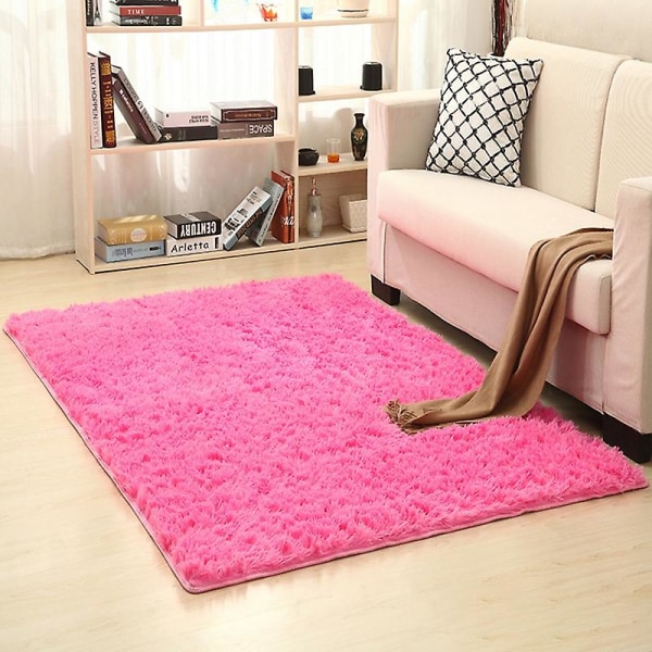 Varmt ultrablødt stue tæppe Shaggy børneværelse Gulvmåtte Tæppe Boligindretning Jikaix Pink 50 X 80cm