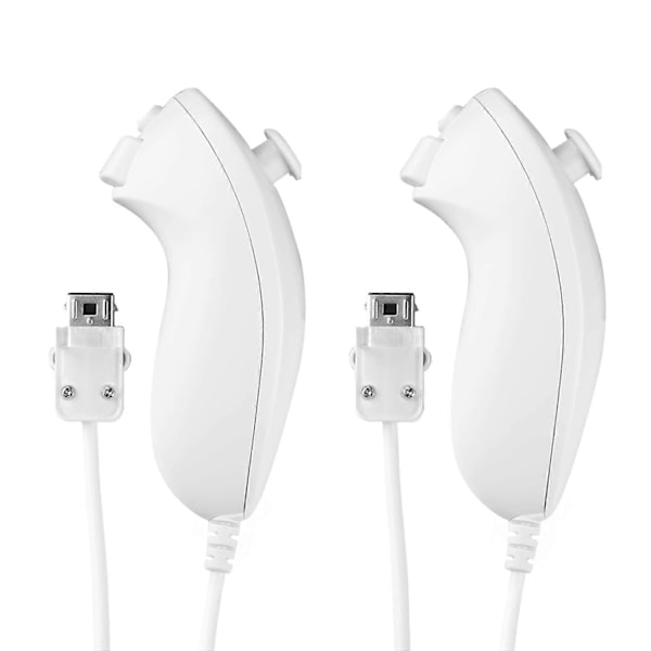 2-pak Nunchuk Controller til Wii, Fjernbetjening Nunchuk Jostick Spilcontroller Kompatibel med Nintendo Wii og Wii U Videospil Gamepads [DB]