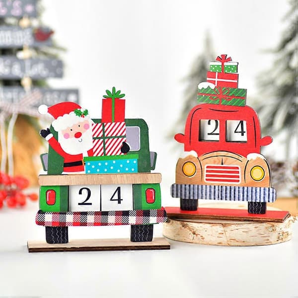 Julekalender i træ til julepynt 2 sæt[DB]