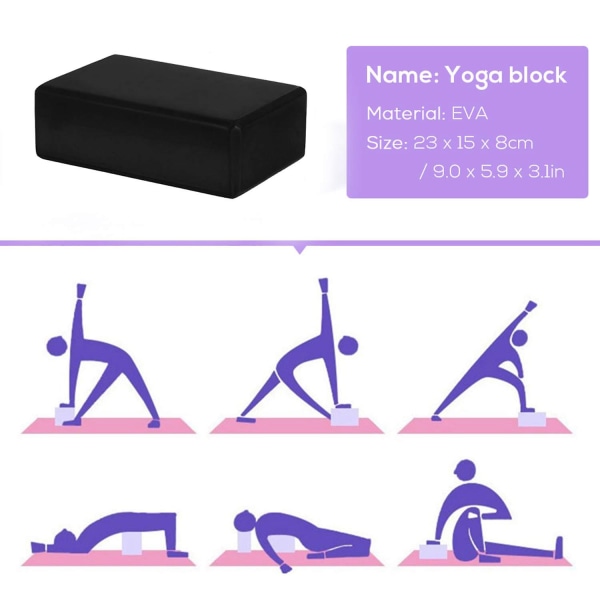 2st Yogablock och Set, Eva-skumblock med hög densitet för att stödja och förbättra poser och rörelser