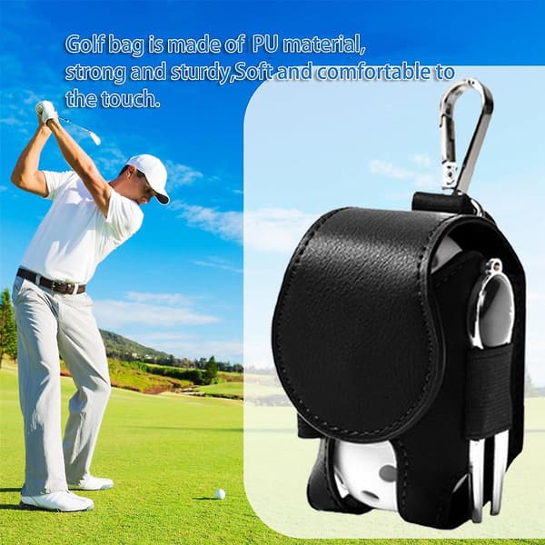 2 stk. Golf Tee Taske Boldpose Mini Læder Golfbold Opbevaringspose Holder Hold Golf Opbevaringstilbehør-a