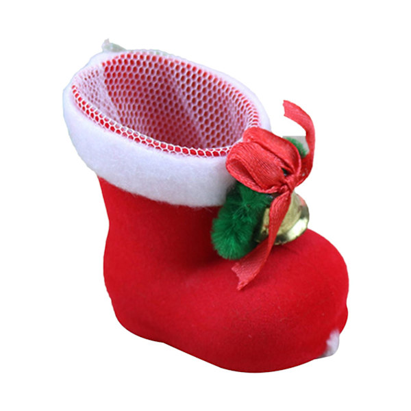 MengXi Julgodis Stövlar Söta Bred Applikation Plast Plysch Julgodis Röda Stövlar Skor Jultomte Present Strumpa för Fest DB Red S